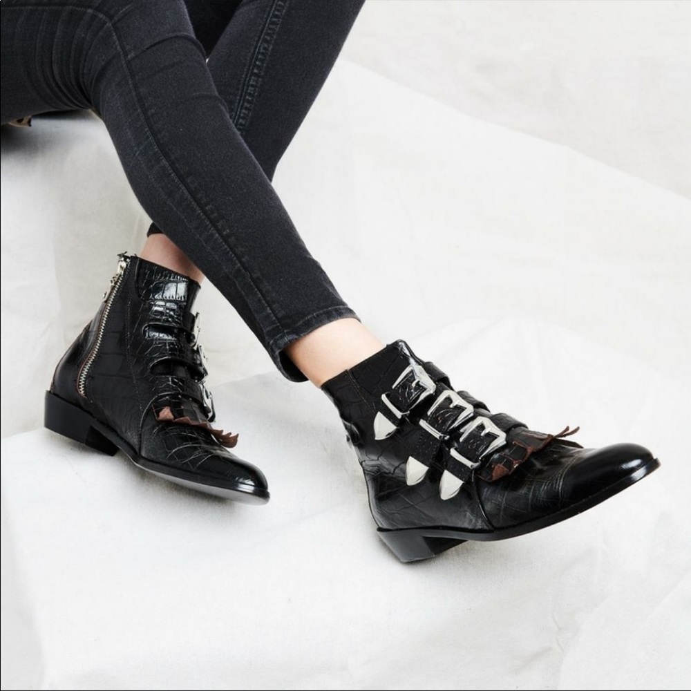 Modern Vice Jett Croc LIMITED EDITION, Size 38.5, Black leather boots